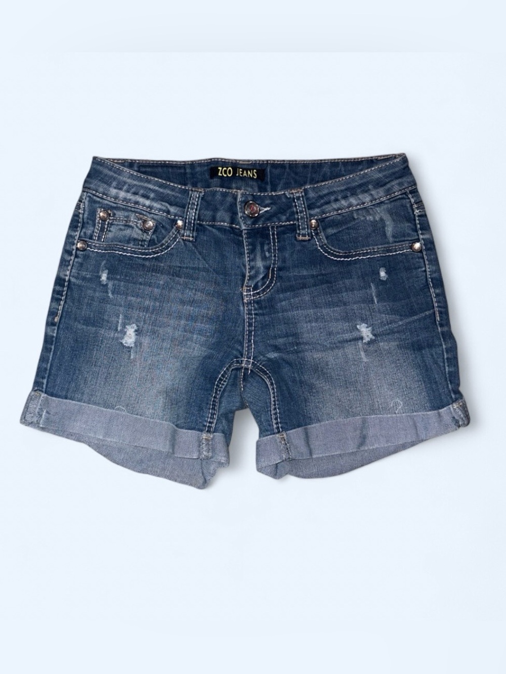 ZCO Jeans Embellished Cuffed Denim Shorts - Size 7